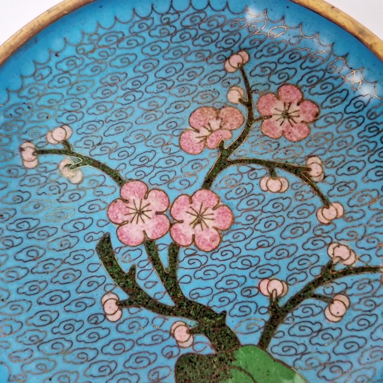 China Cloisonne popular Copper CherryBlossom Box