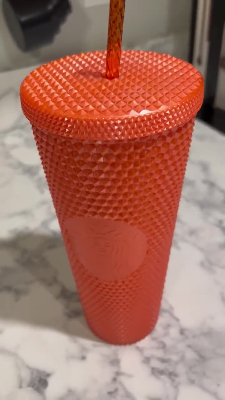 Starbucks Studded Glossy Orange Venti 24 Oz Cold Cup Tumbler Fall  Halloween-limited Edition 