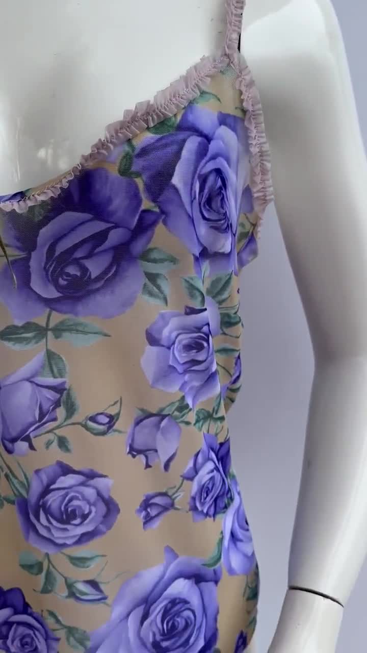 Y2k Vintage DOLCE GABBANA Floral Mesh Top. Purple Roses Print - Etsy