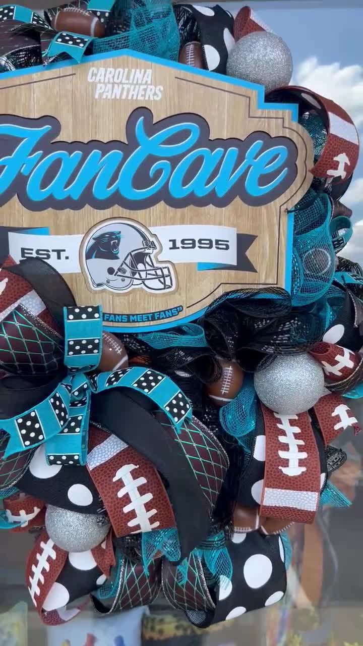 Carolina Panthers football burlap wreath. Perfect fall front door decor!