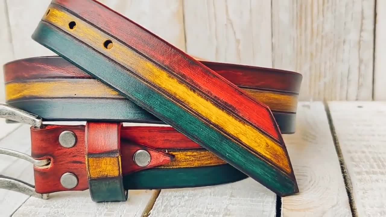 Unique Handmade Brown Men's Leather Belt the Perfect 