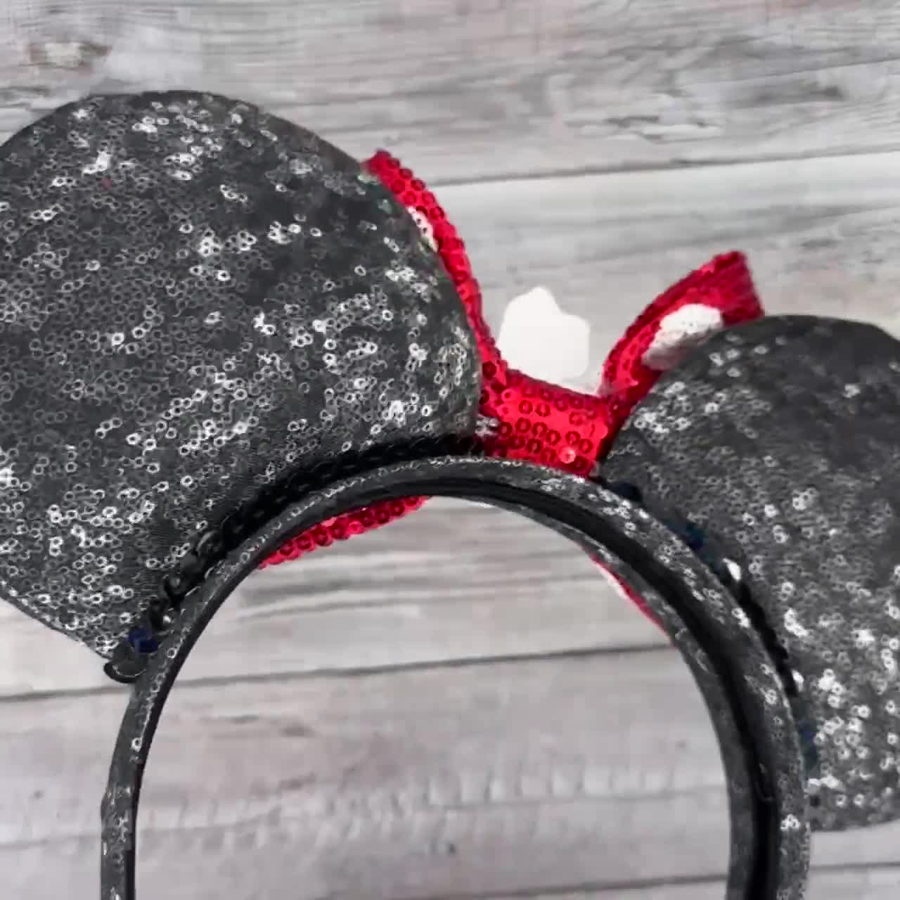 Classic Minnie Ears Black Glitter, Red Dots, , Steamboat Willie, Mouse's  90th, Disneyland, Disney - Etsy