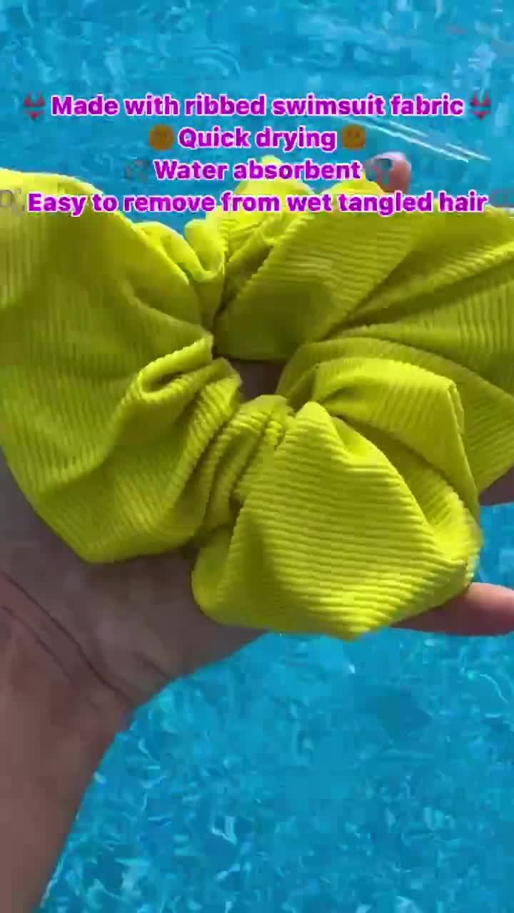 ネオンライムの水着シュシュ：特大プールヘアタイ - Etsy 日本