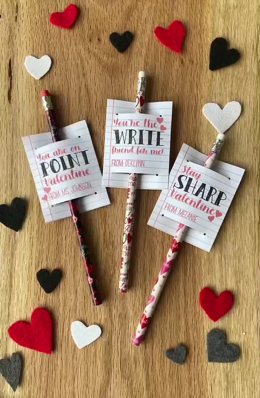 Assembled Valentines Day Pencils With Tags, Cards and Valentines Day  Pencils, Classroom Gift, Candy-free Valentines Day Party Favors 