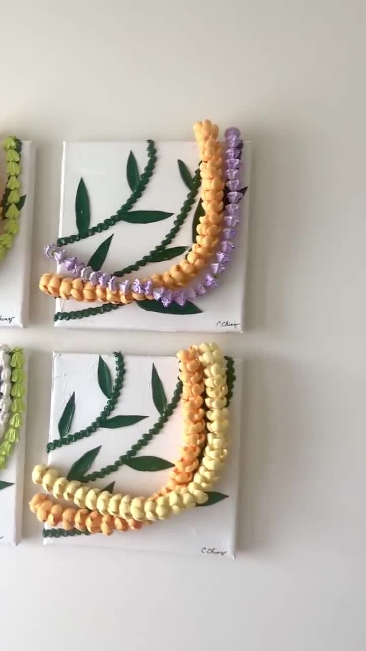 Puakenikeni and Pakalana 3 Dimensional Hawaiian Flower Lei Acrylic