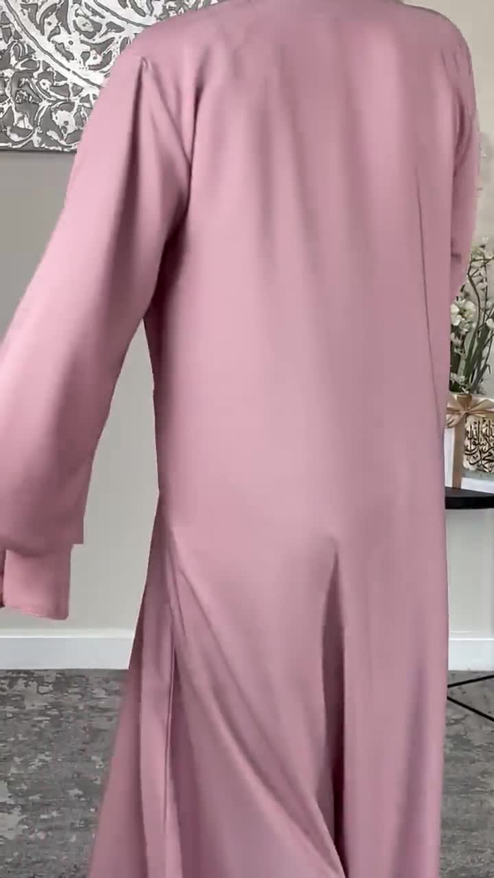 Pink Nida Dual Layered Sleeve Closed Abaya - Etsy UK