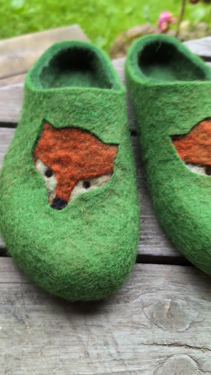 Pantofole Donna Shevalues A Forma Di Volpe - Morbide Con Memory Foam, Suola Impermeabile, Verde
