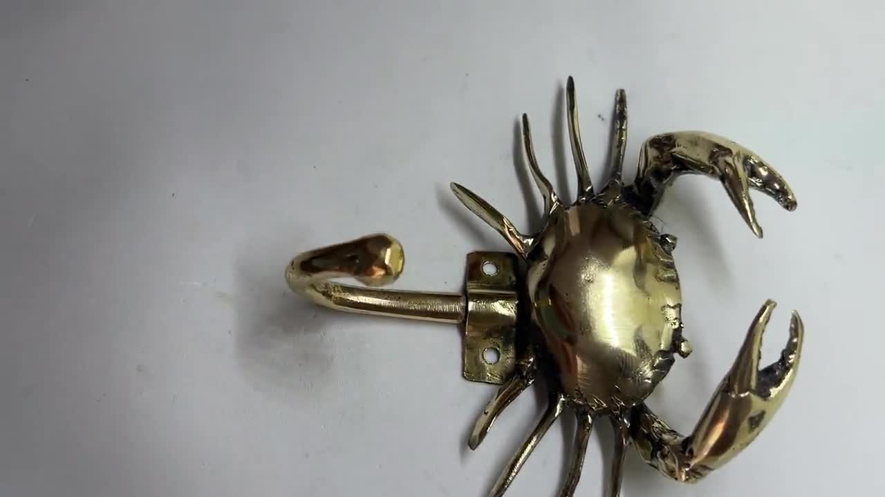 Handcrafted Brass Crab Wall Hooks