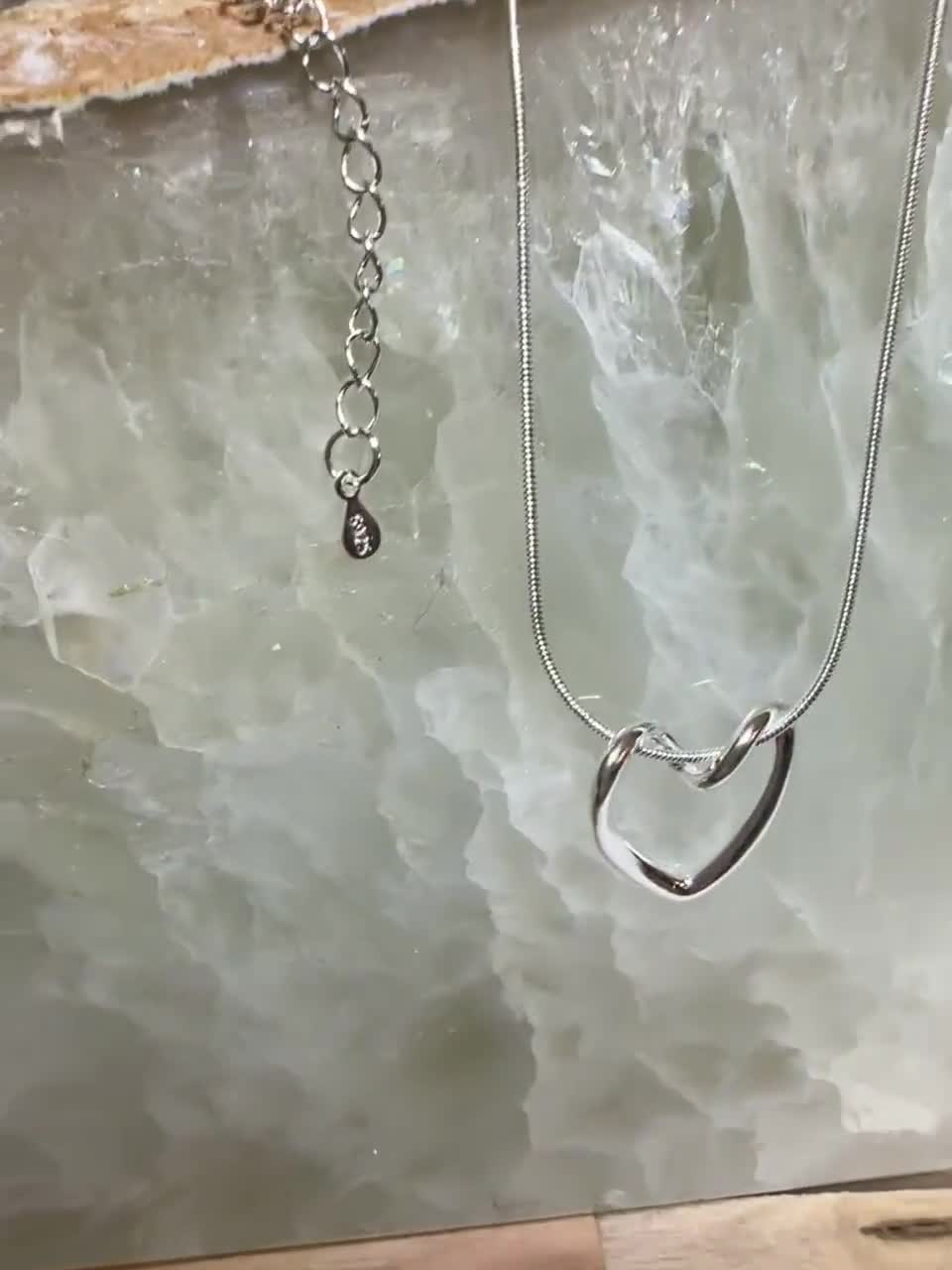 ネックレス・ペンダント STONEHENgE silver heart necklace 925 Sterling Silver Necklace Heart Silver Necklace, Gift