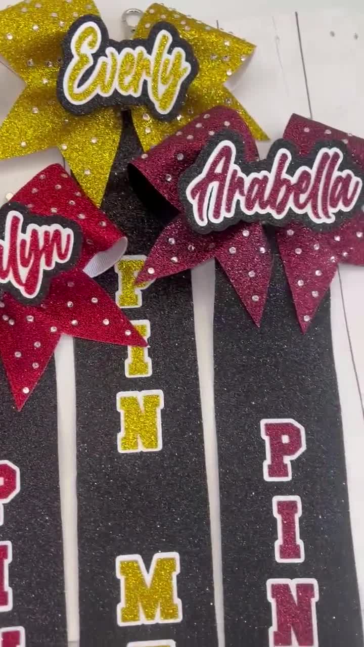 FackLOxc Portachiavi con fiocco da cheerleader, versatile, con ciondolo a forma di fiocco da cheerleader, con brillantini e strass, Arancione e rosso