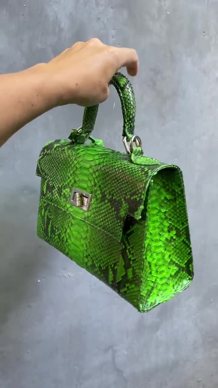 Neon green snakeskin purse sale