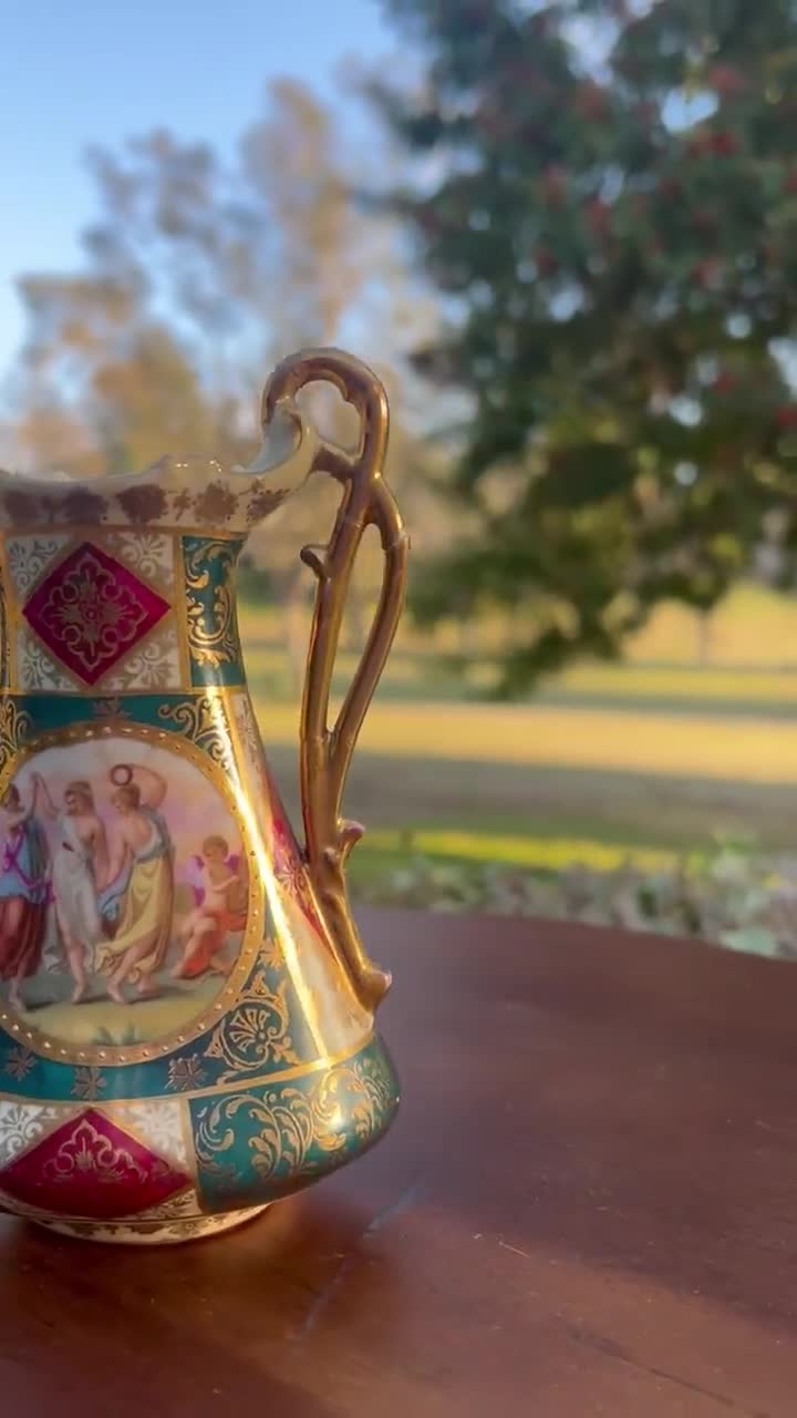 Antique Royal Vienna Austria Vase/urn. Women Dancing and Querubin
