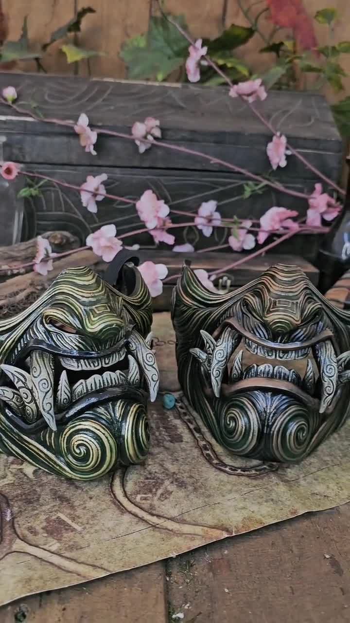 Samurai Oni Mempo Mask, Original Model Metallic Hand-painted