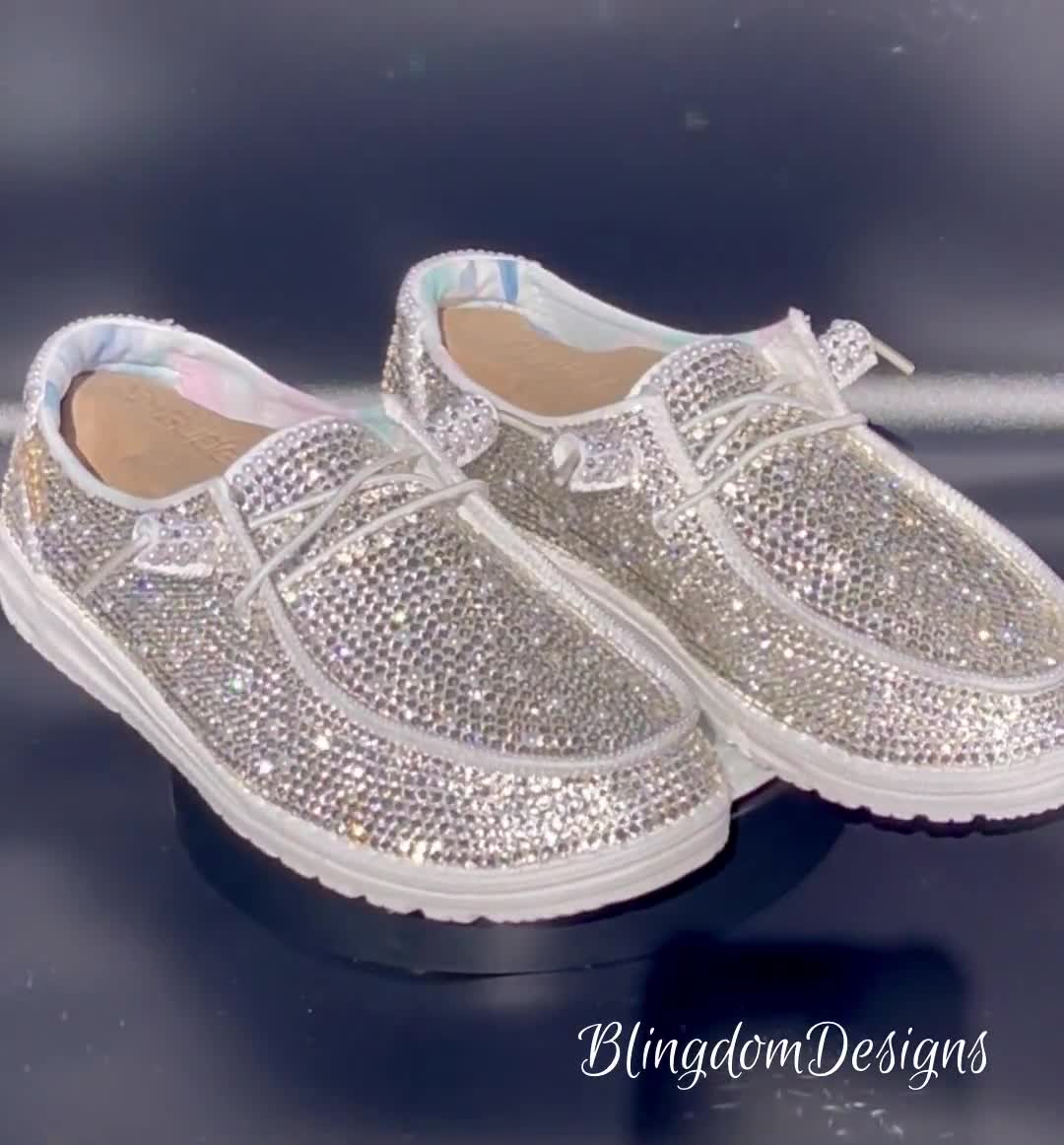 Bridal Hey Dude Wedding Shoes Full Bling Bedazzled Sparkle