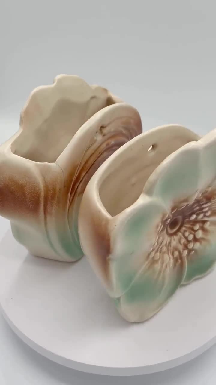 Vintage Mccoy Flower Blossom Wall Pocket Vases/set of 2/dogwood