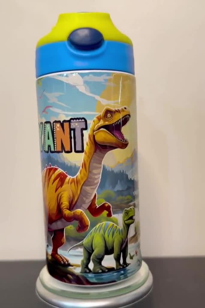Botella de agua de dinosaurio para niños, para la escuela, termo de acero  inoxidable con pajita, botella al vacío de doble pared con correa, regalos