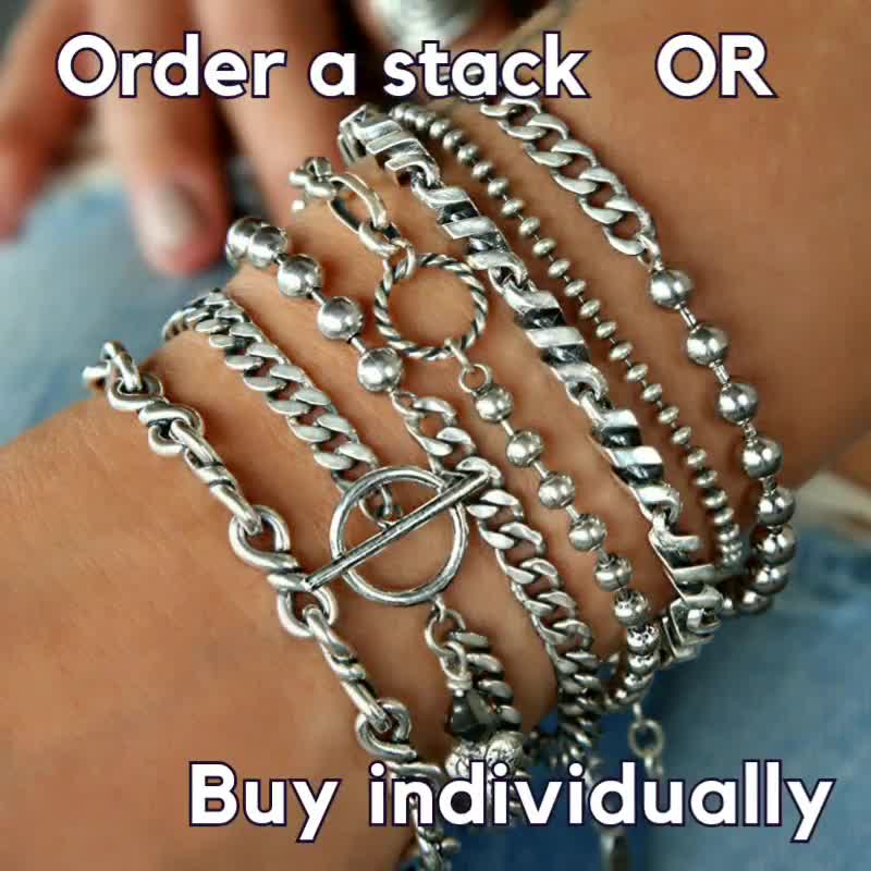 Bracelet Stack Set or SINGLE Bracelet, Instant Collection, Sterling Silver  Stacking Bracelets, Silver Cuff Bracelet, Y0U SELECT H0W MANY 