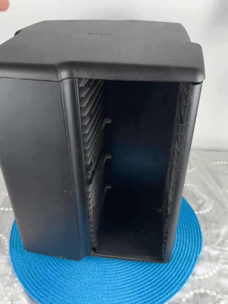 Vintage Laserline Spinning CD Tower Black Plastic Media Storage