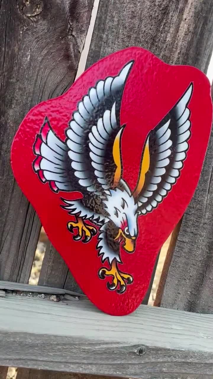 American Traditional Eagle Handmade Sign Garage Art Tattoo Flash