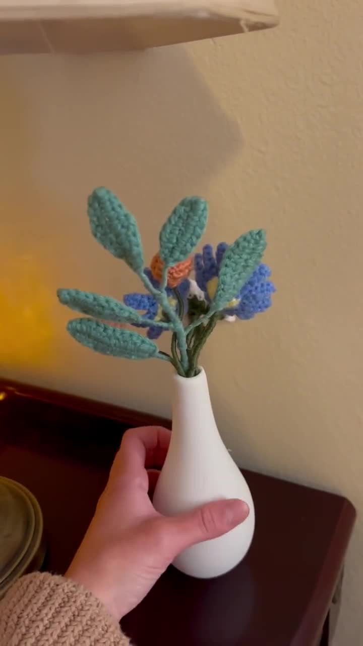 Teal and Turquoise Glass Flowers With Vase 