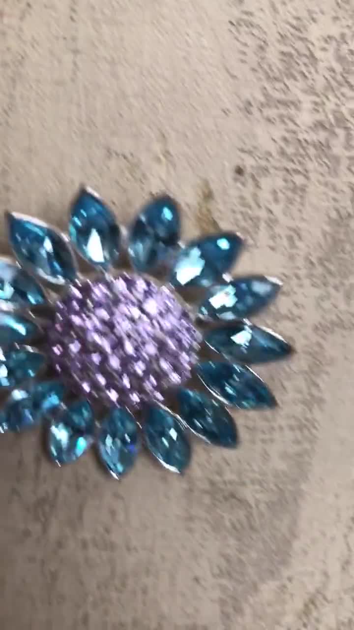Vintage Givenchy Blue Crystal Flower Design Brooch - Etsy