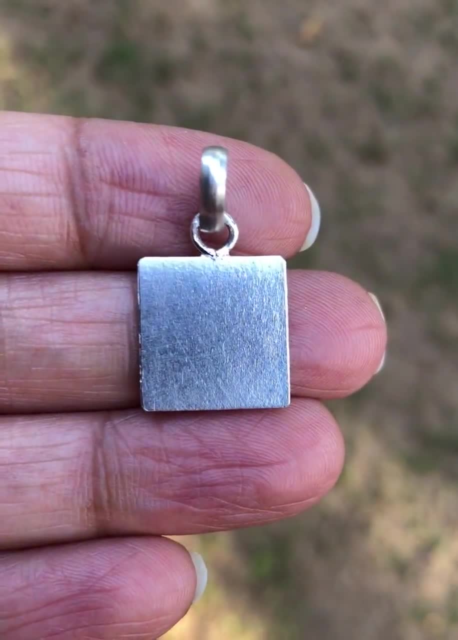 999 Pure Silver Handmade 15 Mm Square Sheet Pendant, Temple 999 Pure Silver Handmade 15 Mm Square Sheet Pendant, Temple