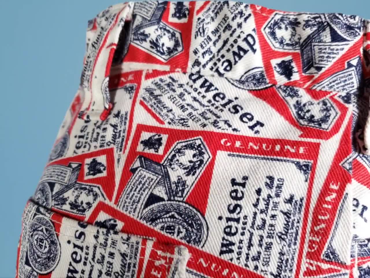 1970s Budweiser Shorts Cut-off Vintage Iconic Beer Red White