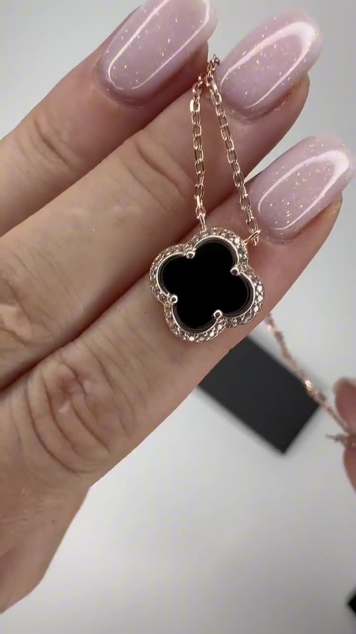 黒のクローバーネックレス ゴールドメッキ 送料無料 高級ステンレス鋼 5 クローバーネックレス女性ゴールドメッキ