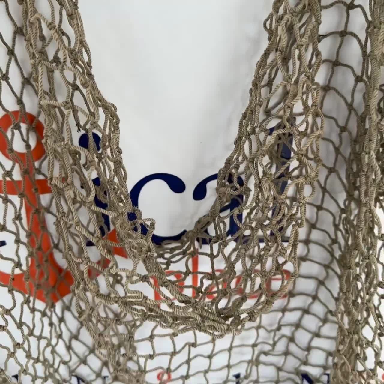 2 PCS FISH Netting Decoration Beige Nautical Fish Net Cotton