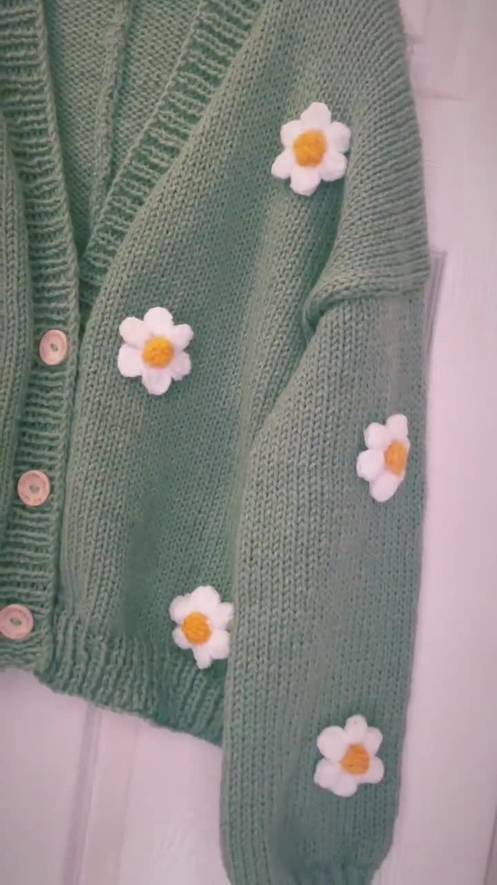 カーディガン No.0387 flower round KNIT CD Floral Knit Cardigan Diamond Patterned – SAACHI