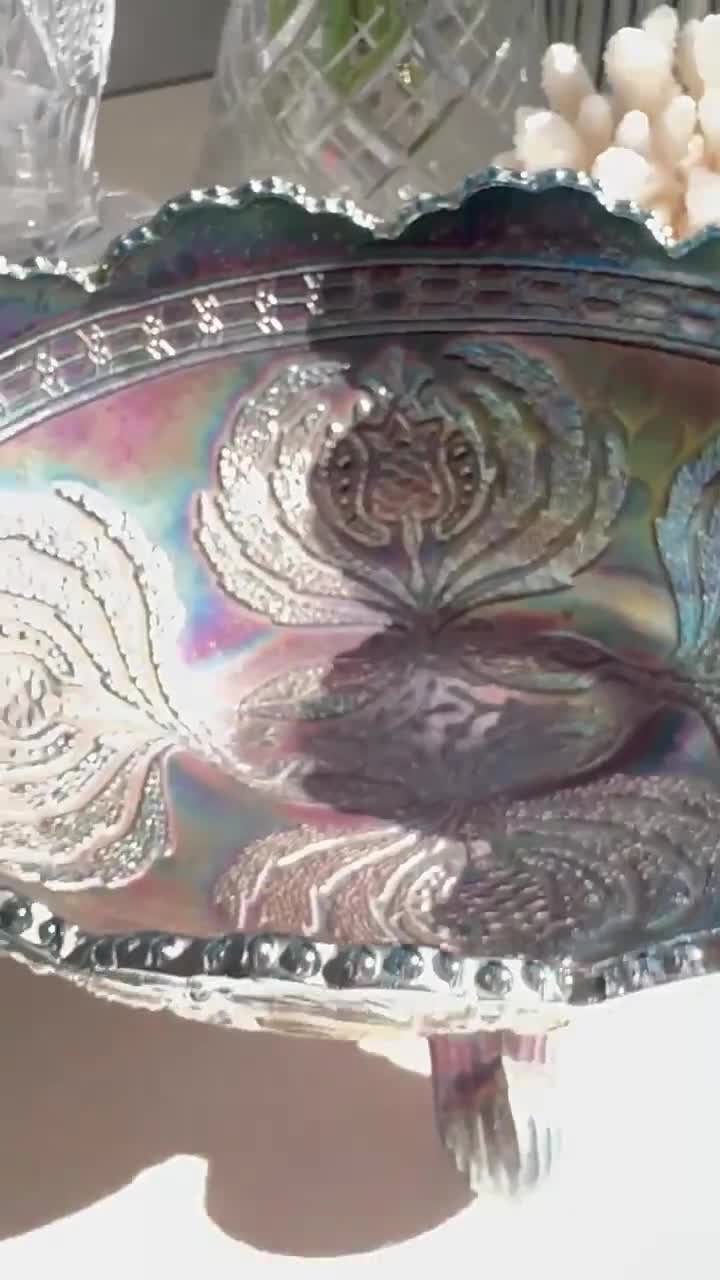 アンティークフェントンブラックカーニバルガラスボウル – アザミと