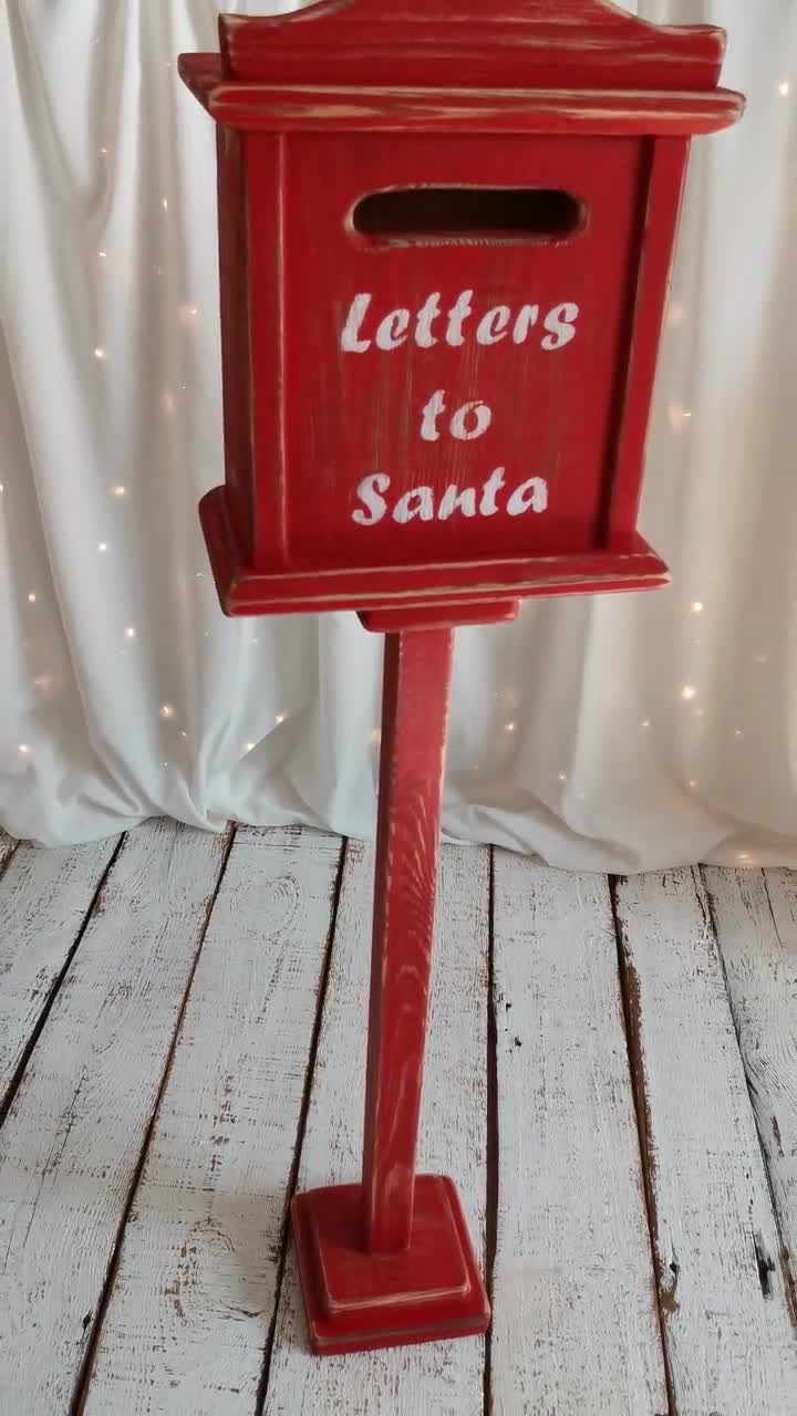 WOODEN LETTER BOX - WHITE with GOLD - Santa Mailbox Letters for Santa –  Treasure Island Photo Props