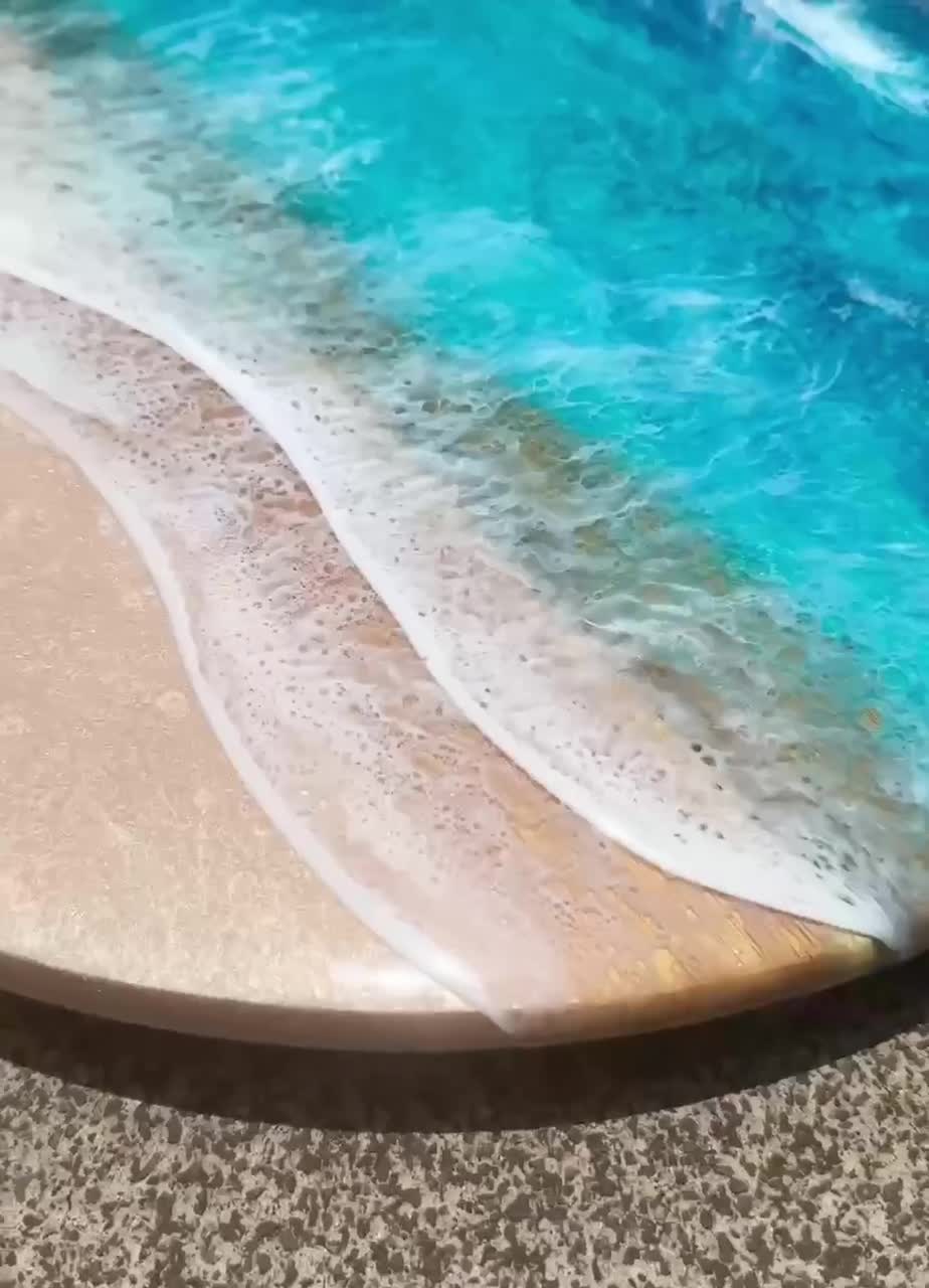 Beachy Resin lazy Susan made in Hawaii | Resin ocean tray | Lazy Susan Beach House style | Spice organizer | Cheese tray Hawaii Gift idea video poster