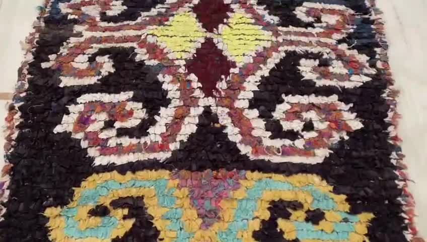 ボヘミアンランナーラグ：ハンドメイドモロッコキリム - 柔らかな