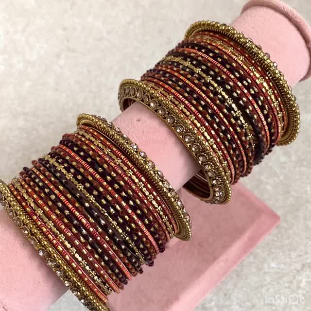 Selection of Red Brown Rust Gold Bangle Sets in 2.6 Small
