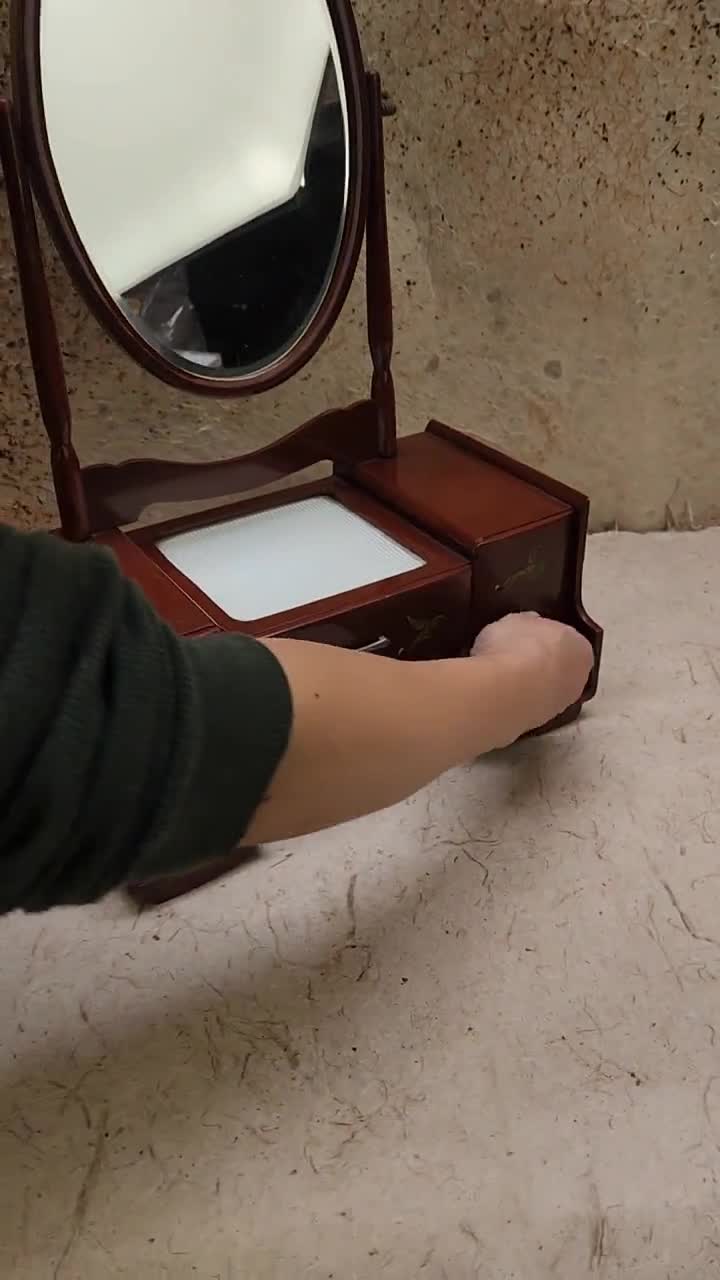 Vintage Japanese Red Lacquer Kyodai Mirror (24N-221