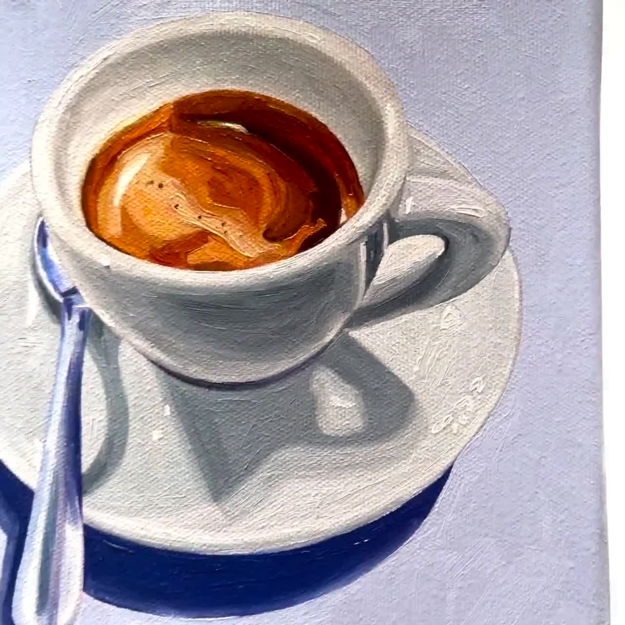 Coffee Painting Cup Painting Original Still Life Painting Kitchen Art Coffee Lovers Coffee Art 6x6 Inches Canvas Espresso Italian