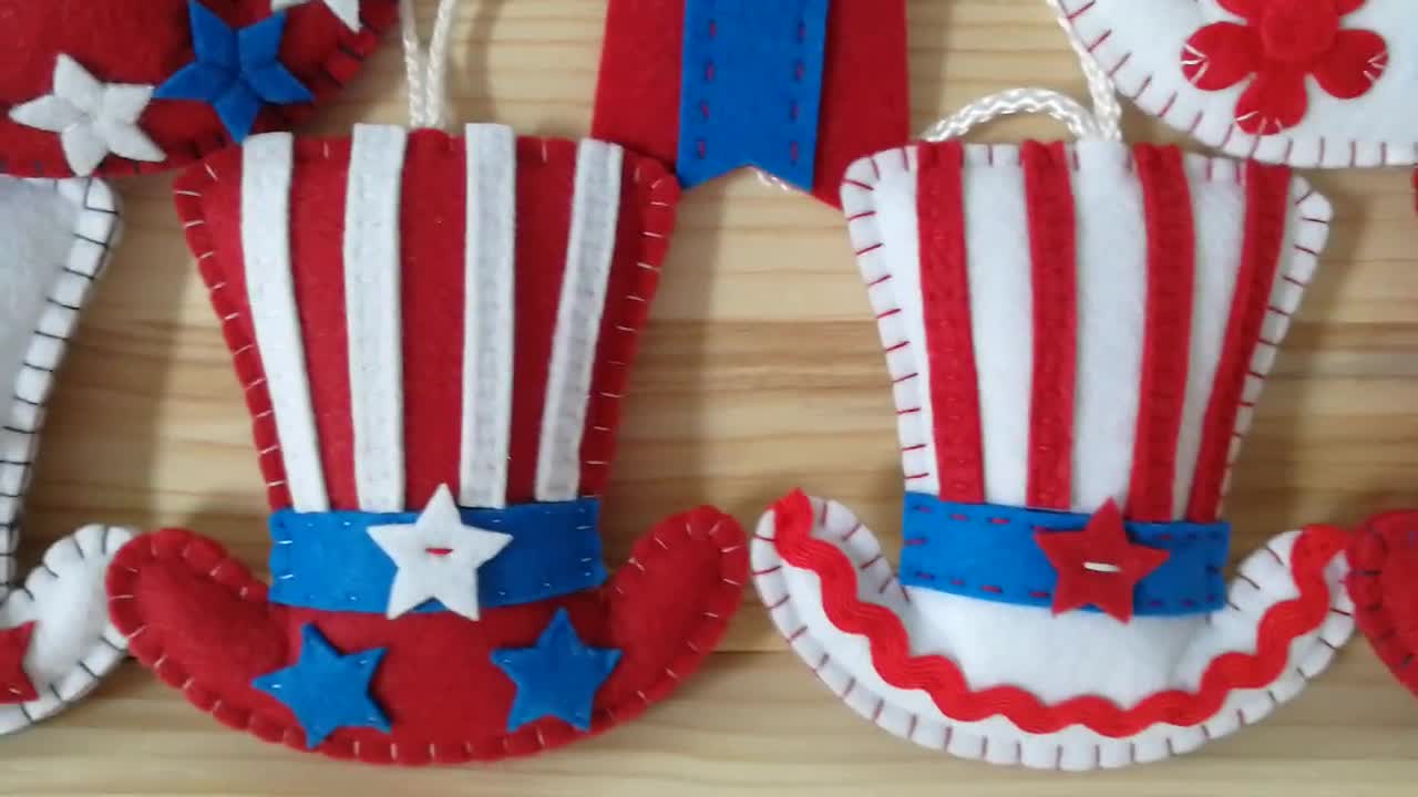 4th of July Decoration Uncle Sam's Hats Felt Ornaments 