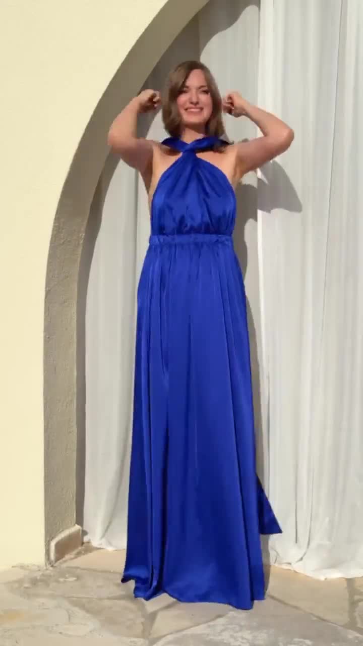 etsy infinity bridesmaid dress Powder Blue Infinity Bridesmaid Dress with Long Greek Style Skirt main image 1