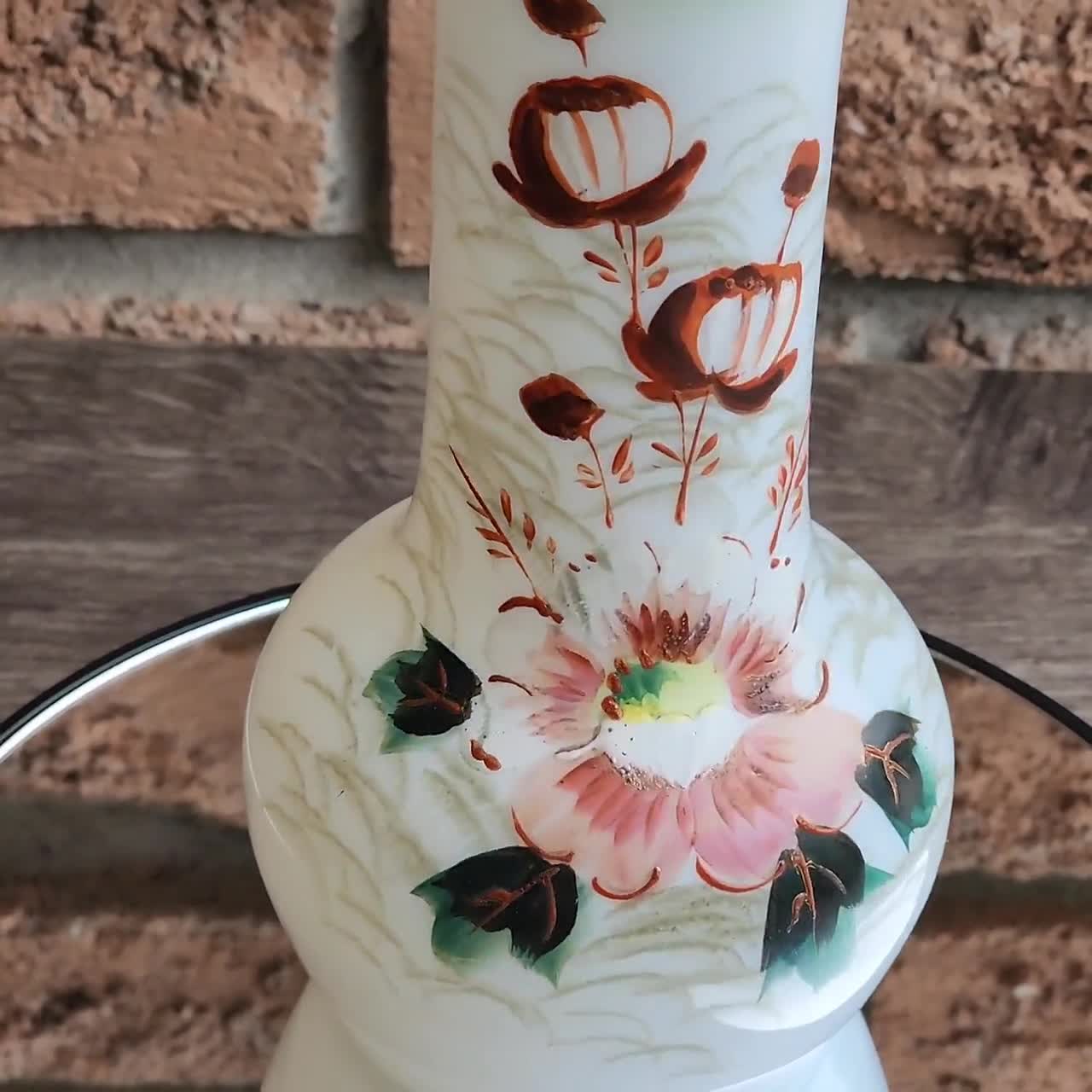 アールヌーボーアンティークハンドペイントブリストルガラス花瓶