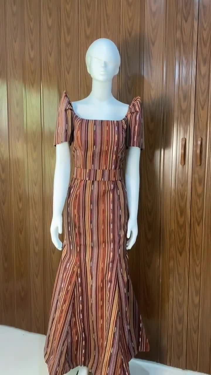 Inabel Filipiniana Serpentina Gown With Ethnic Design