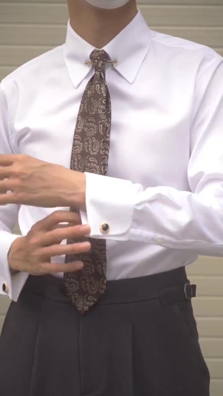 dress shirt with collar bar holes Luxury broadcloth Pin Collar Shirt | Collar Pin Shirt