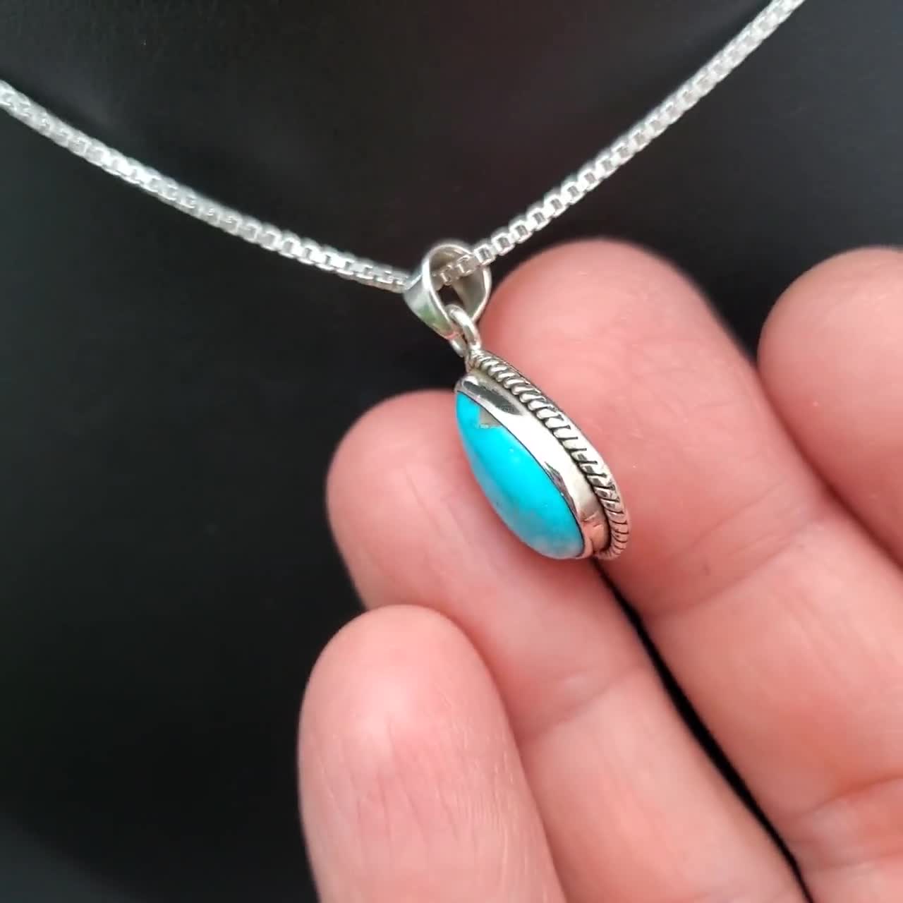 Pendentif larme bleu cuivre turquoise : bijoux d'anniversaire en argent sterling - Canada