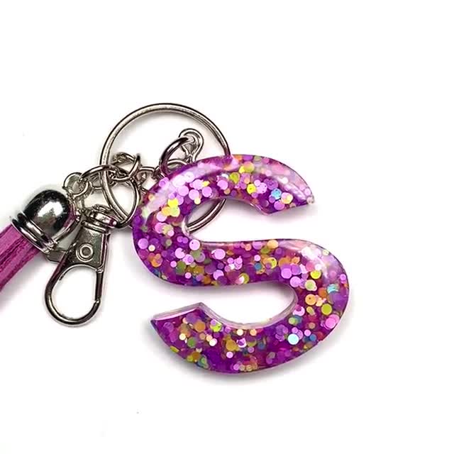 Purple Gold Glitter Initial Keychain – Bloomville Cottage Boutique