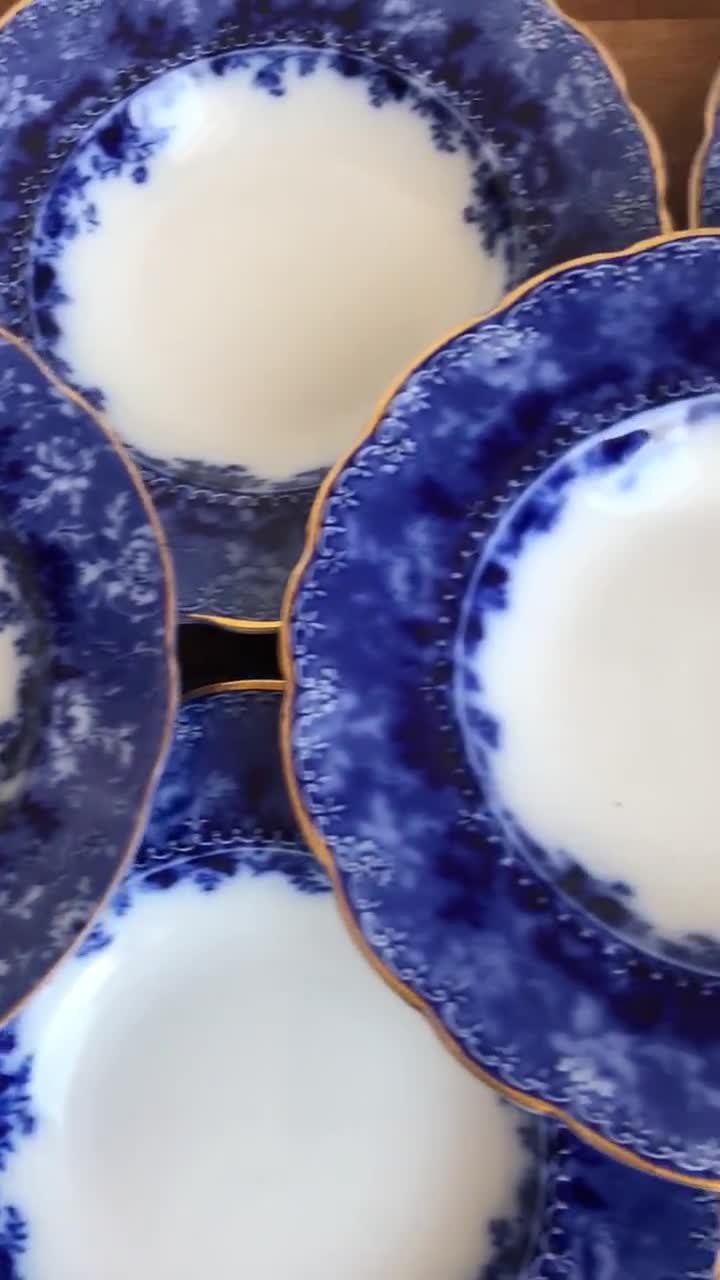 アンティーク ブルー＆ホワイト スープ皿 - リッジウェイ ダンディー