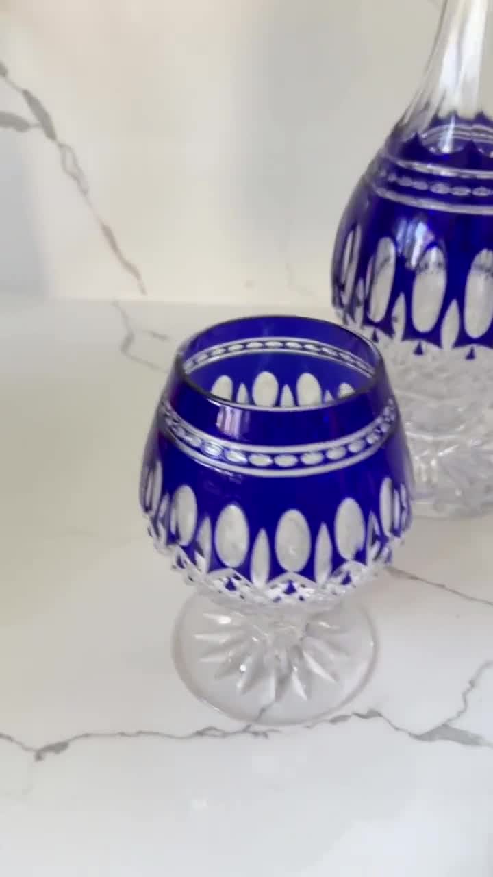 Waterford Crystal Cobalt Blue Clarendon Balloon Brandy Snifters