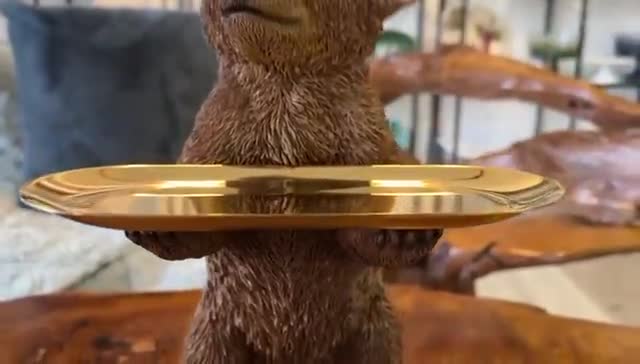 Statua Orso Con Vassoio Portaoggetti - Design Geometrico, Resina, Colore Rosa, Per Decorazione - Foto 4