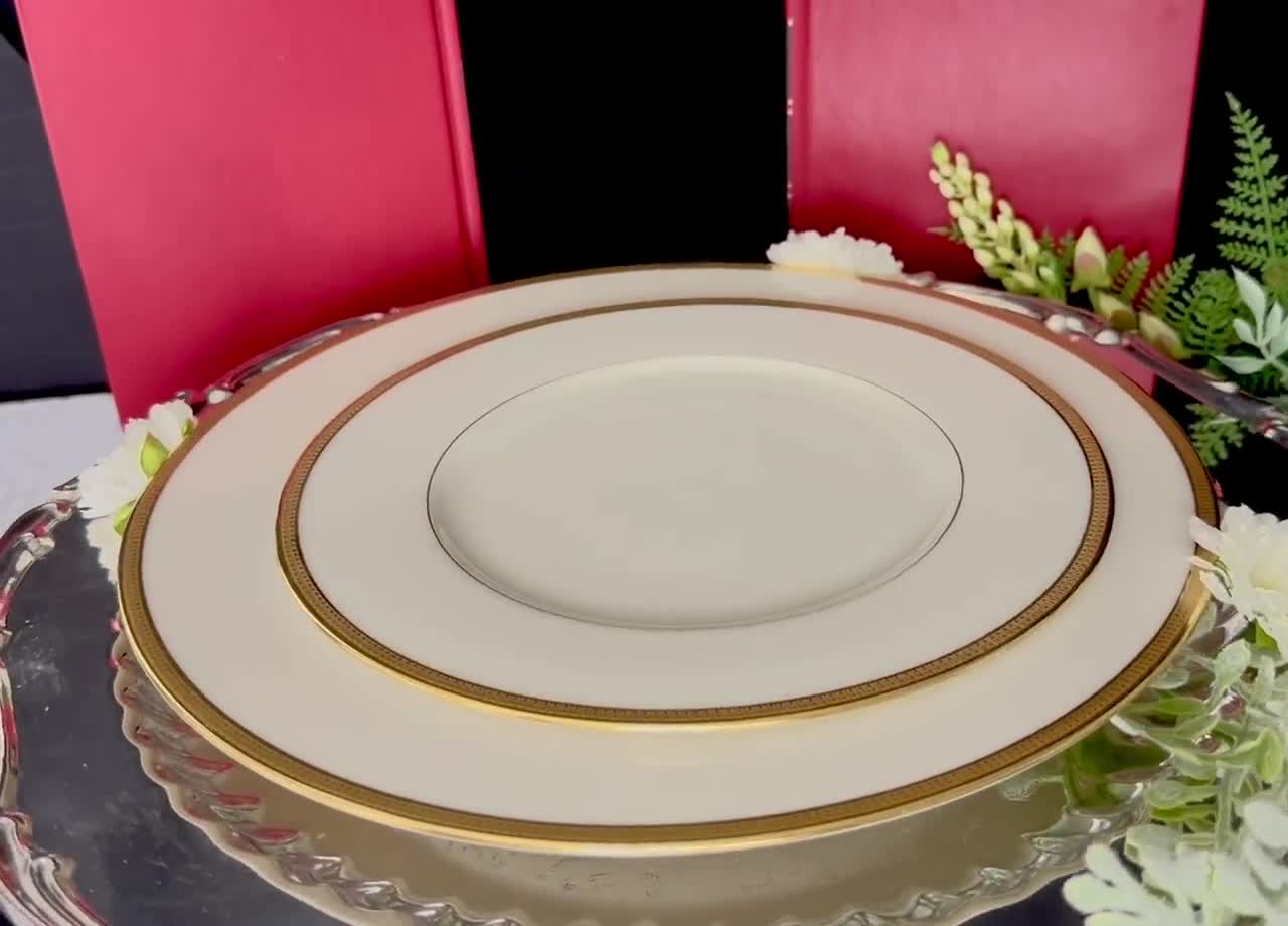 Vintage Lenox Tuxedo Dinnerware Set, Gold Trimmed Porcelain Plates