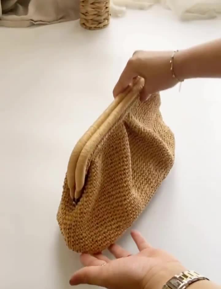 Sac de plage paille, Sac raphia naturel, Pochette mariage femme – ValentElle