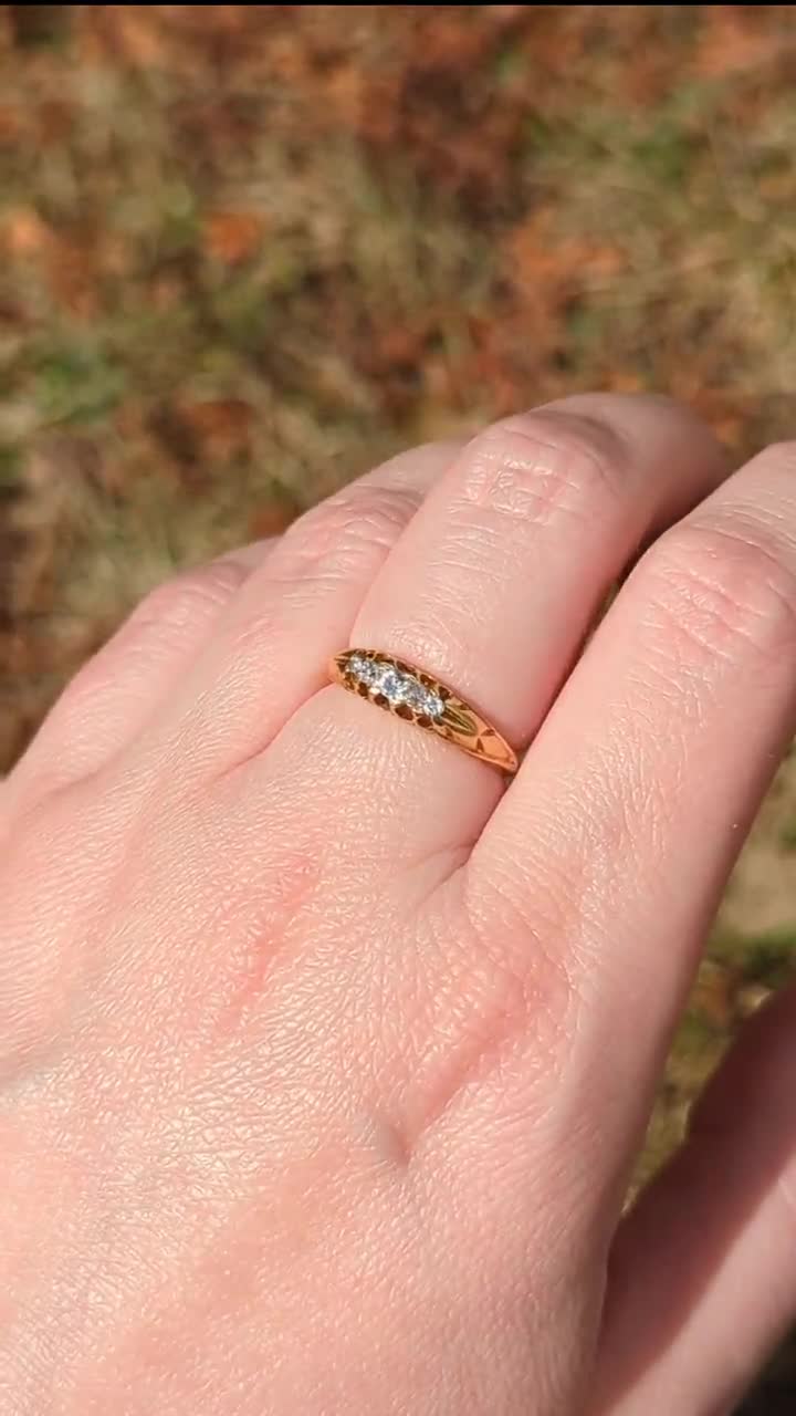 アンティーク 18k ダイヤモンド リング - 1896 年ビクトリア朝